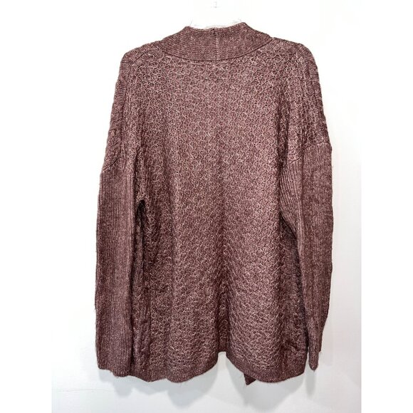 Maurices Womens‎ Open Front Cable Knit Cardigan Sweater L Cotton/Acrylic Brown - Picture 2 of 6